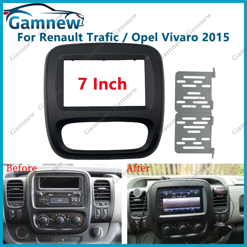 Panel de Radio Fascia de coche 2DIN de 7 pulgadas para Renault Trafic Opel Vivaro 2015 Kit de marco instalar placa frontal de Facia