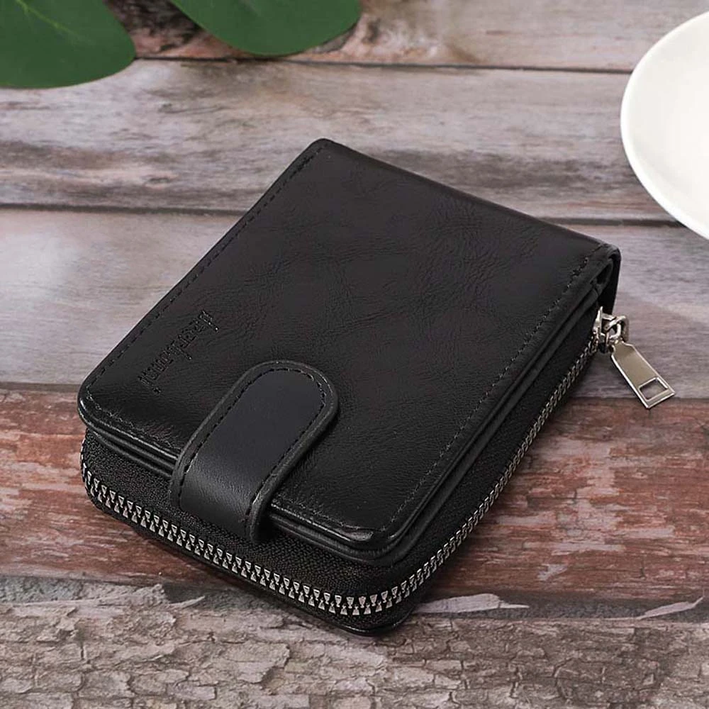 

PU Leather Men Purse Wallets Large Capacity Driver's License Card Protective Cover ID Credit Card Zipper PU Card Case Office