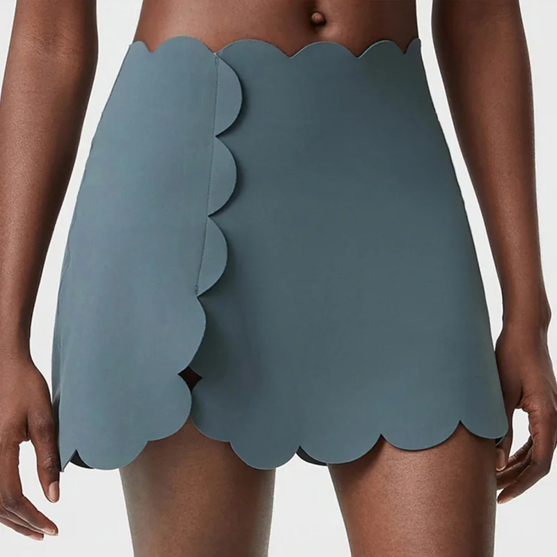 SharpStar Women's Tennis Skirt with Pocket Trendy Scallop-shaped Sport Skort High Waist Quick Dry Badminton Pickleball Outfit