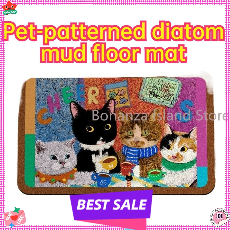لطيف الكرتون القط حمام حصيرة سوبر لينة الحمام البساط دياتوم الطين الكلمة حصيرة امتصاص سريع سريع الجافة عدم الانزلاق دش حصيرة للأطفال