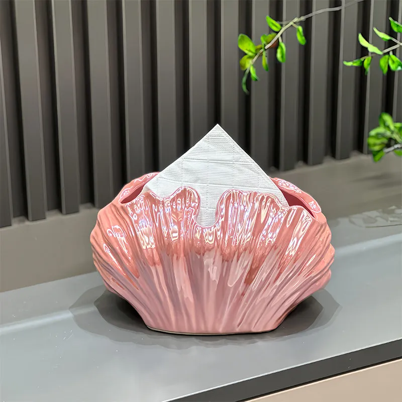 High-value creative shell tissue box, living room light luxury high-end drawer box, home creative coffee table storage napkin