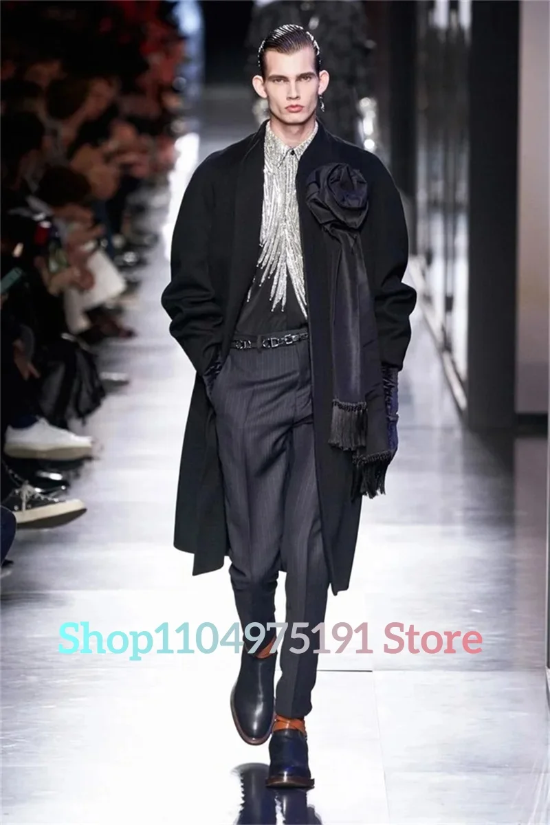 Temperament 3D Flowers 2-piece Men's Suit Celebrity Gowns High Quality Men's Stage Costume Wedding Party Dress Prom Gowns