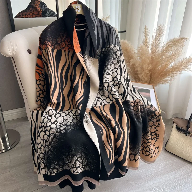 

Luxury Winter Cashmere Scarf Women 2024 Design Warm Pashmina Blanket Poncho Scarves Female Shawl Wraps Thick Foulard Bufanda