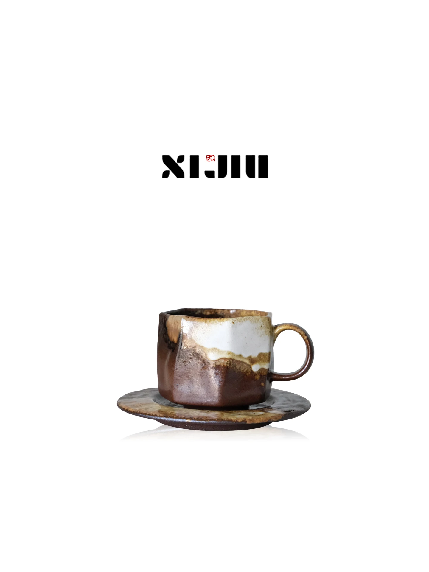 Retro  Handmade Ceramic Coffee Cup Gift Box Gradient Brown Japanese Style Small Clearical Texture Heat Resistant for ...
