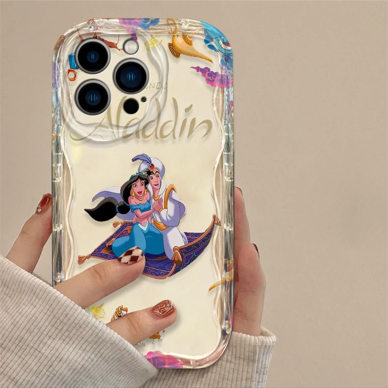 Fashion Disney Aladdin Cover For Apple iPhone 15 14 13 12 11 Pro X XR XS Max Plus 8 7 Plus SE Wave Oil Phone Case