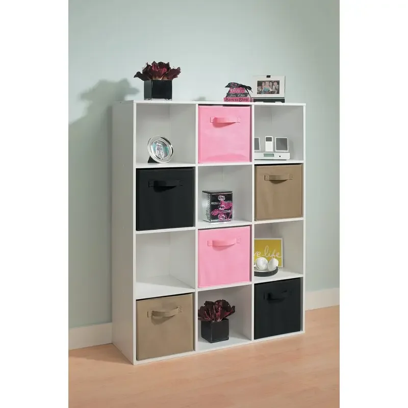 Cube Bookcase with 12 Open Compartments for Storing Books, Media, Mementos, and Decor Bookshelf