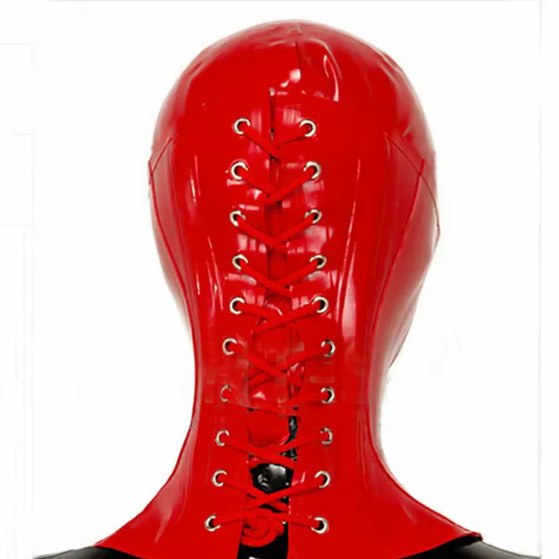 Sexy 1.0MM Latex Neck Corset Collar Rubber Mask with Back Lacing Club Bodysuit