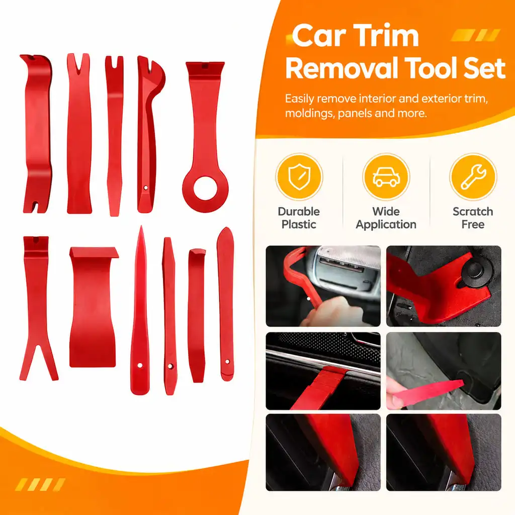 Yitong Car Trim Removal Tool Kit 12PCS Nylon Panel Dash Audio Bumper Interior Clip Pry Tools Fit for Automotive Repair