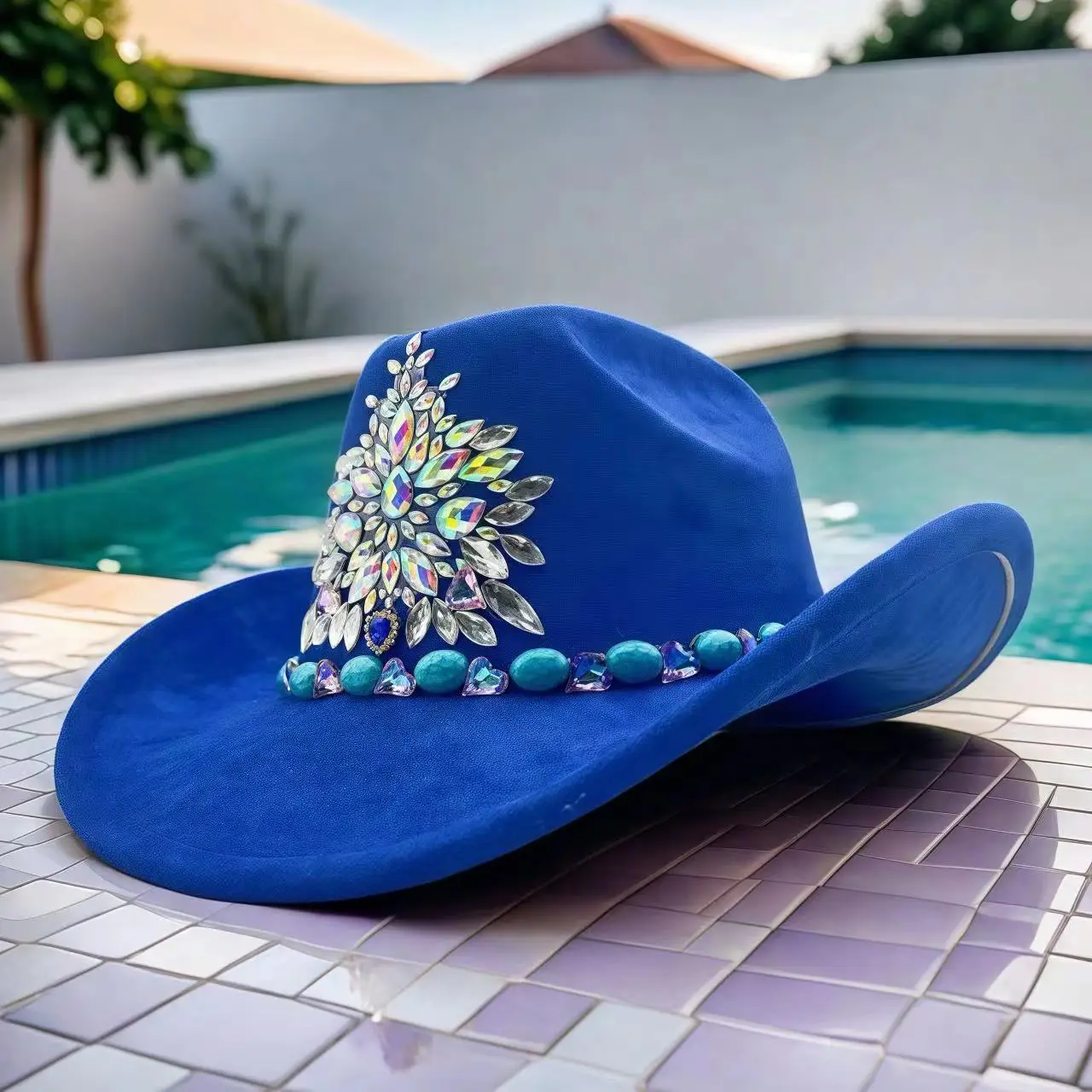 HongLuan Golden Glitter Kostüm Hut Erwachsene & Cowboyhüte Strass für Frau, Cowboy Cosplay Damen Accessoires & Cowgirl Cap