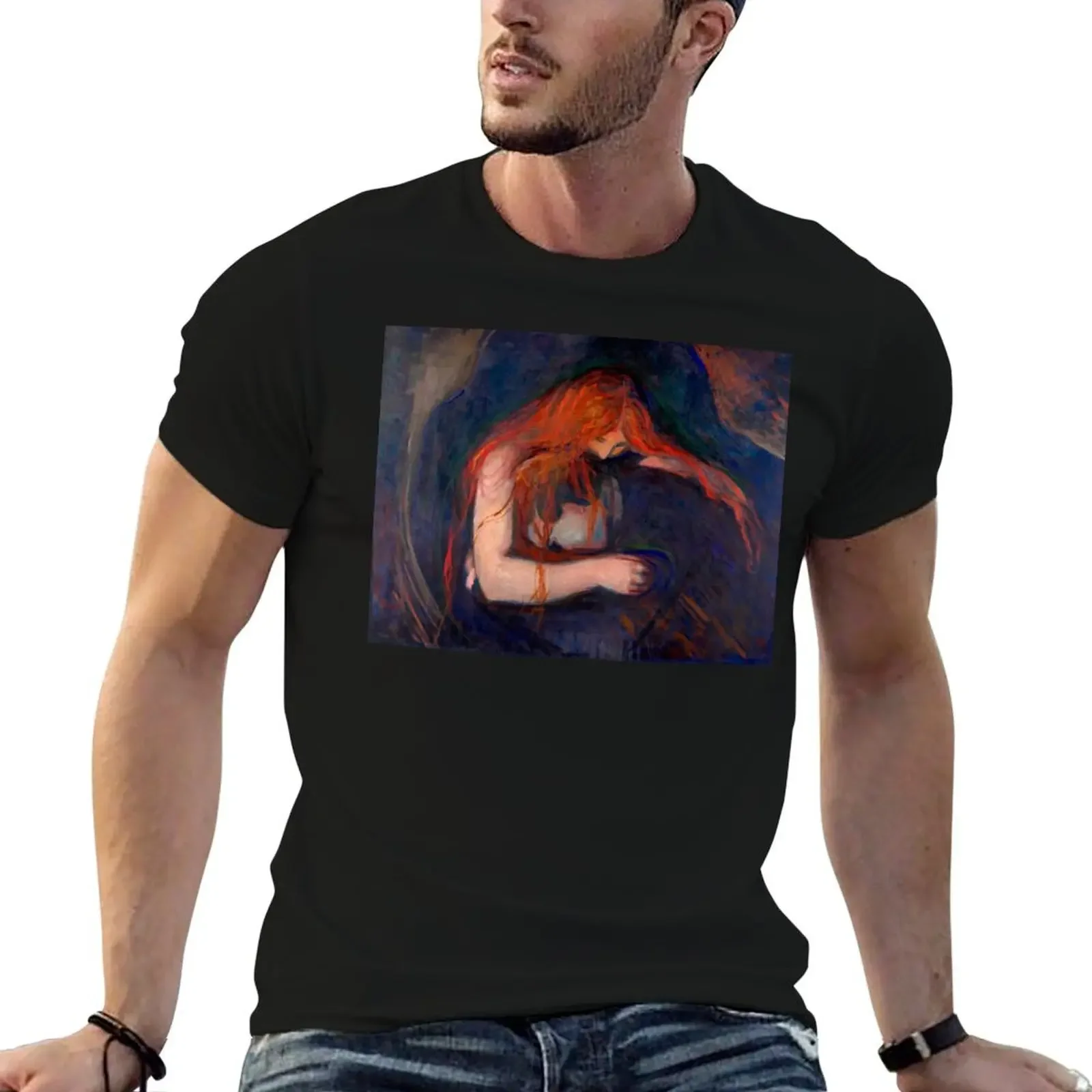 Love and Pain (Vampire) Edvard Munch Painting T-Shirt Funny t-shirt anime summer tops plain mens t shirts top quality