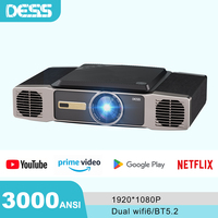 DESS 4K projector native picture quality 1080P Android projector auto focus dual WiFi HIFI audio home theater outdoor projector