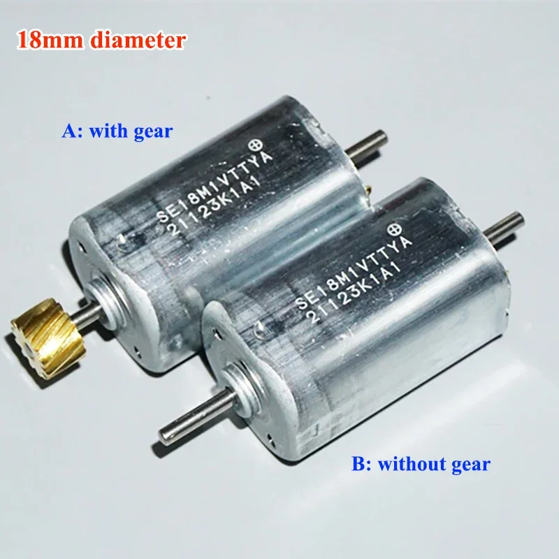 1PC Minebea 18mm Diameter Square 6-pole Rotor Metal Brush Motor DC 6V-12V 8200RPM Large Torque Dual Shaft with 13T Metal Gear