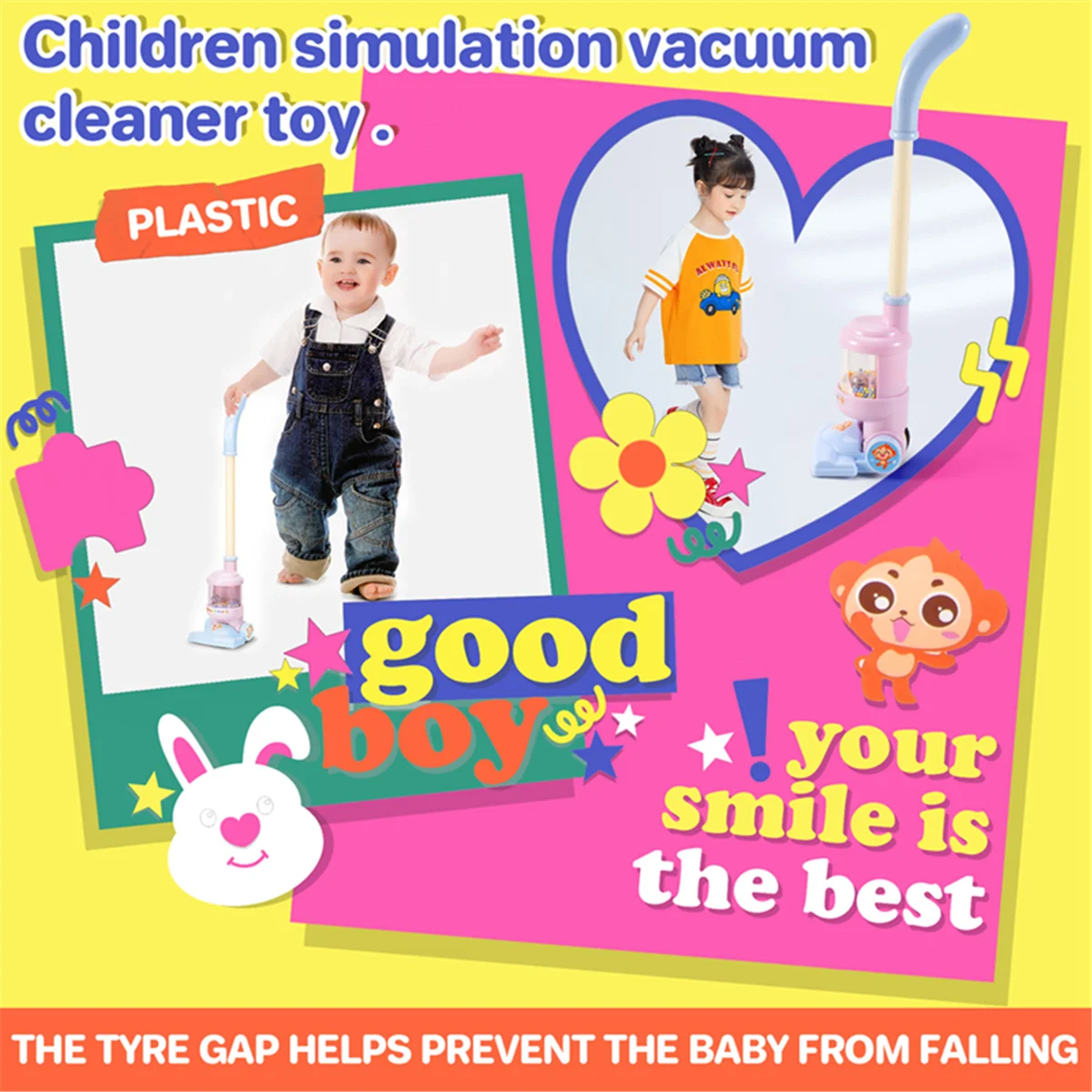 Children Electric Vacuum Cleaner Toy Simulation Vacuum Catcher Kids Pretend Cleaning Educational Toy Mini Vacuum, Blue