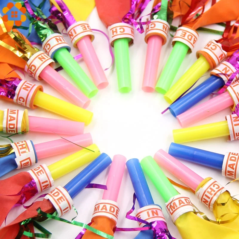 50PCS Colorful Blowouts Whistle Blowing Dragon With Balloon For Kids Birthday Party Favors Decoration Children Toys Supplies