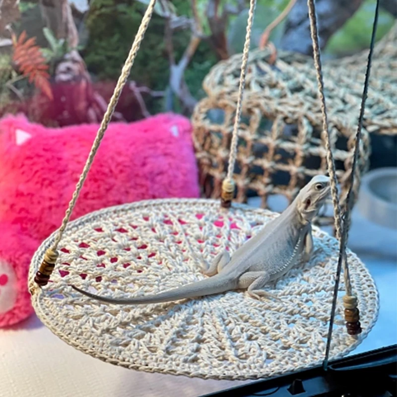 Hammocks for Reptiles Bearded-Dragon 10in Round Swing Colling Bed Lounger Fit for Iguanas Anoles Geckos Lizards Dropship