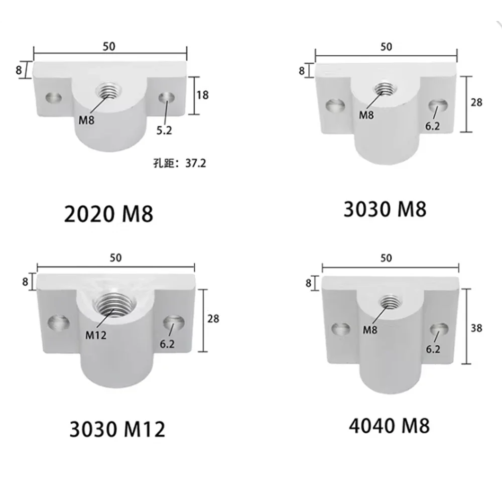 1Pcs Aluminum Profile 20/30/40/45/50 Wheel Fixing Piece Hoof Connector Connection Block Holder Caster Foot Cup Universal