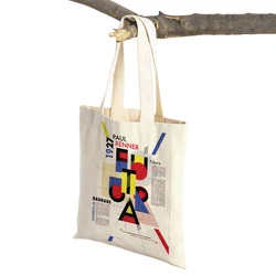 Bauhaus minimalista astratto Color Block borse per la spesa da donna doppia stampa borsa a tracolla in tela Casual per borsa Shopper per bambini