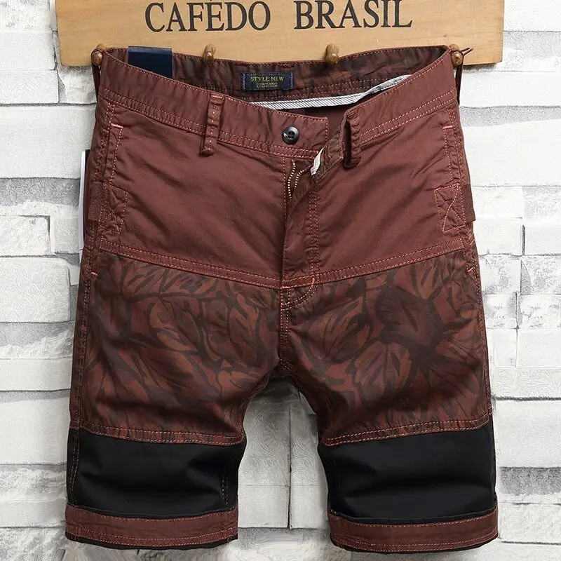 

Мужские короткие брюки из хлопка контрастного цвета, мужские шорты-карго с принтом, винтажная одежда в японском уличном стиле, широкая повседневная одежда Y2k