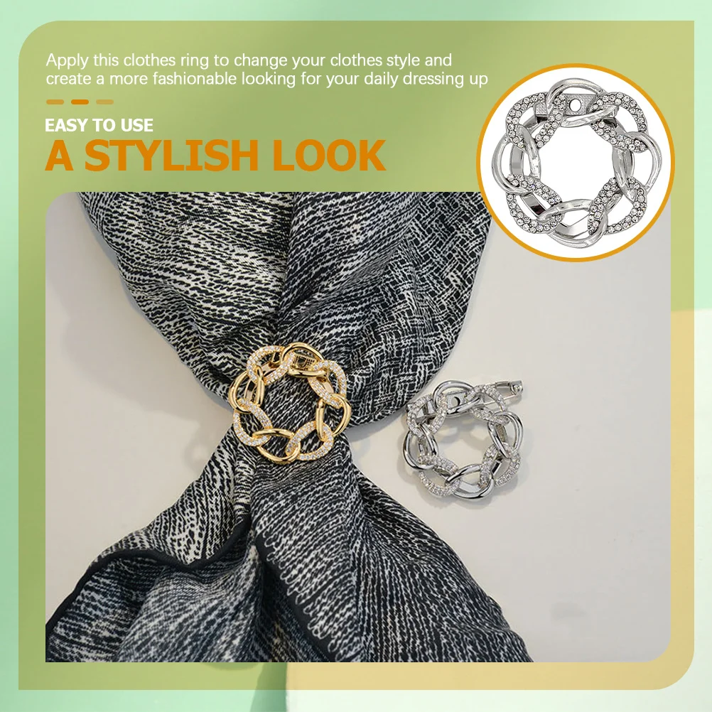 وشاح حلقة مشبك مشبك حريري كليب الملابس التفاف حامل للنساء تي شيرت وشاح السحابة فستان ملحقات للتزيين