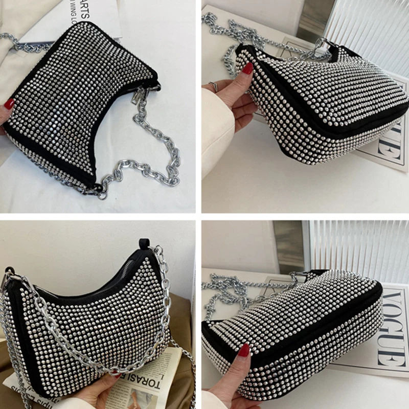 Projektant torba na ramię dla Shinning dżetów pod pachami sprzęgła moda diament kobiety Crossbody telefon torebka Messenge torebki