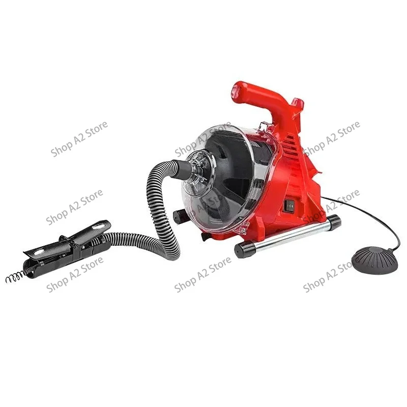 Electric Sewer Pipe Dredging Machine, 220V Automatic Feed Drain Cleaner for Toilet, Kitchen, Floor Drain, Household Pipe Dredger