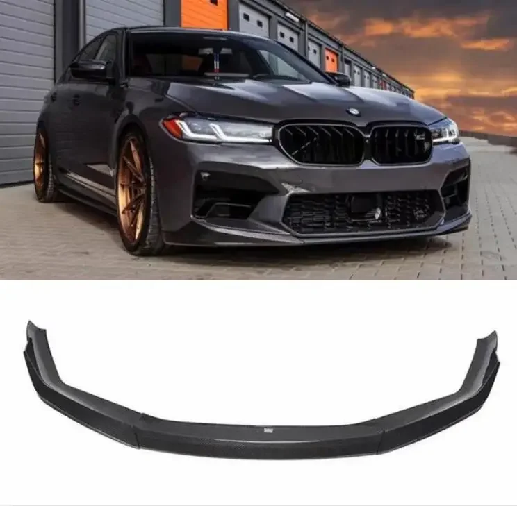 3PCS/SET REAL CARBON FIBER FRONT BUMPER SPOILER LIP SPLITTERS WIND KNFE COVER For BMW 5 Series F90 M5 LCI 2020 2021 2022