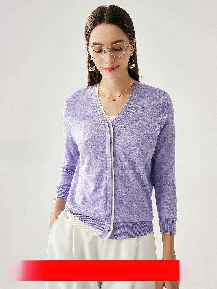 

Chic Casual round Neck Knitted Cardigan Women's Outerwear Pure Color Versatile Spring Air Conditioning Sweater Commute Style