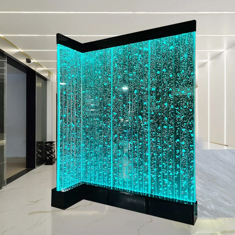 Customization.Modern Acrylic Spa and Salon Indoor Decorations With Curved Design LED Water Wall With Logo Printed Room Dividers