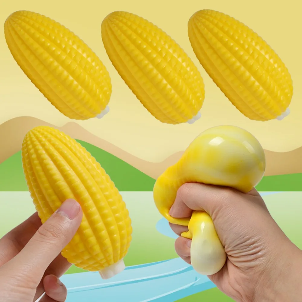 Squishy Simulated Corn Stress Ball - Squeeze Toy for Anxiety Relief, Fidget Sensory Toy for Kids & Adults,  Squishies Gag Gift