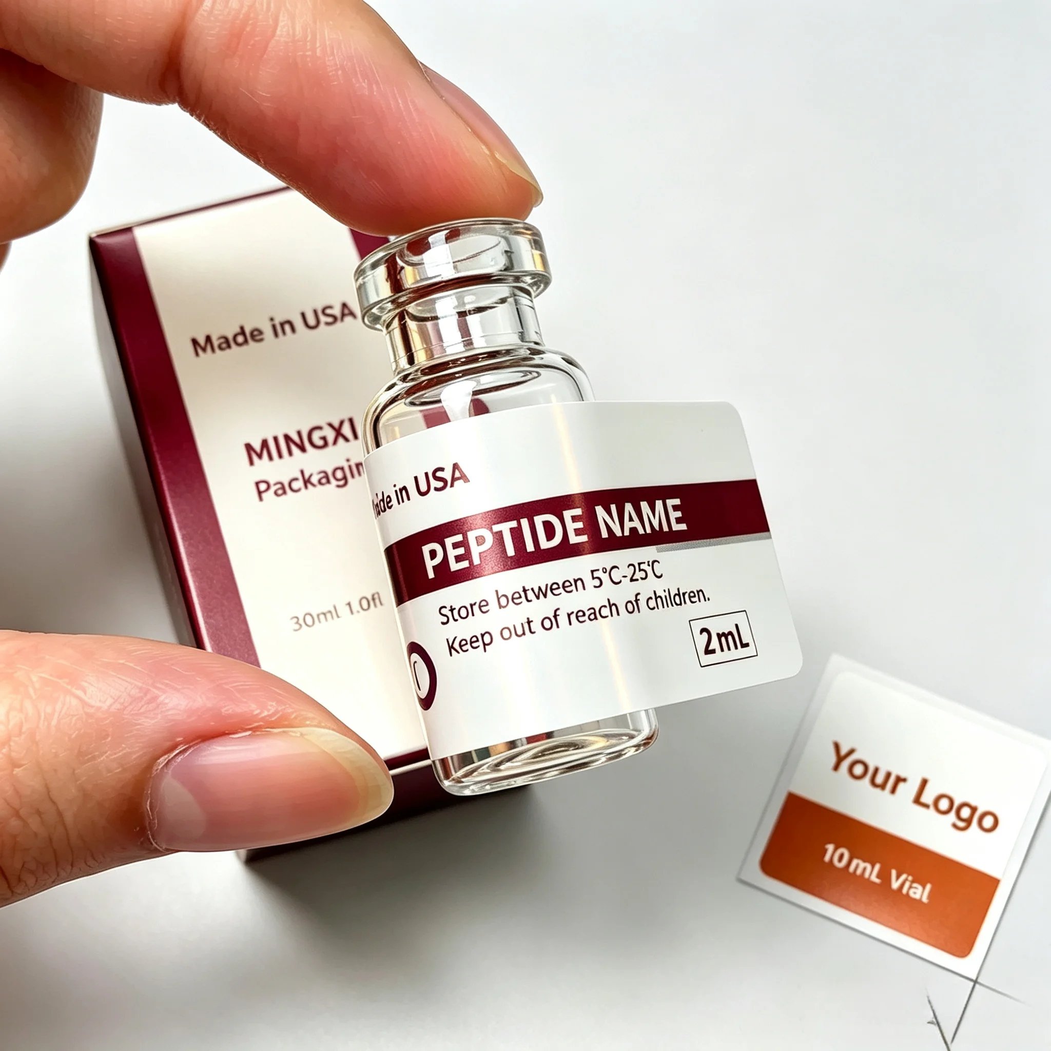 Custom High‑end All‑in‑one Vial Packaging Sticker Label & Paper Box Set Compatible 3ml 5ml 10ml Universal Glass Vials