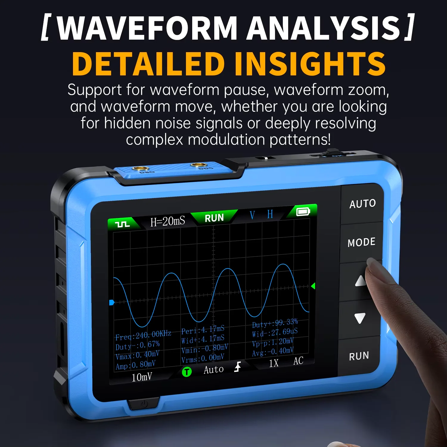 FNIRSI DSO510 New 10MHz Mini Handheld Digital 2in1 Oscilloscope Signal Generator 48MS/s Sampling Rate Electronics Reparie Tools