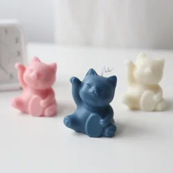 Lucky Cat-Molde de resina epoxi para manualidades, accesorio hecho a mano para adorno de vela de yeso, joyería, juguetes para niños, llavero, molde para hornear