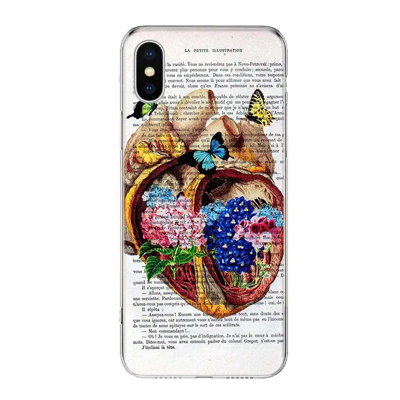 Human anatomy organ newspaper Phone Case For Apple Iphone 12 Mini 14 13 15 Pro Max 11 X XS XR 16 Plus Funda Cover Shell