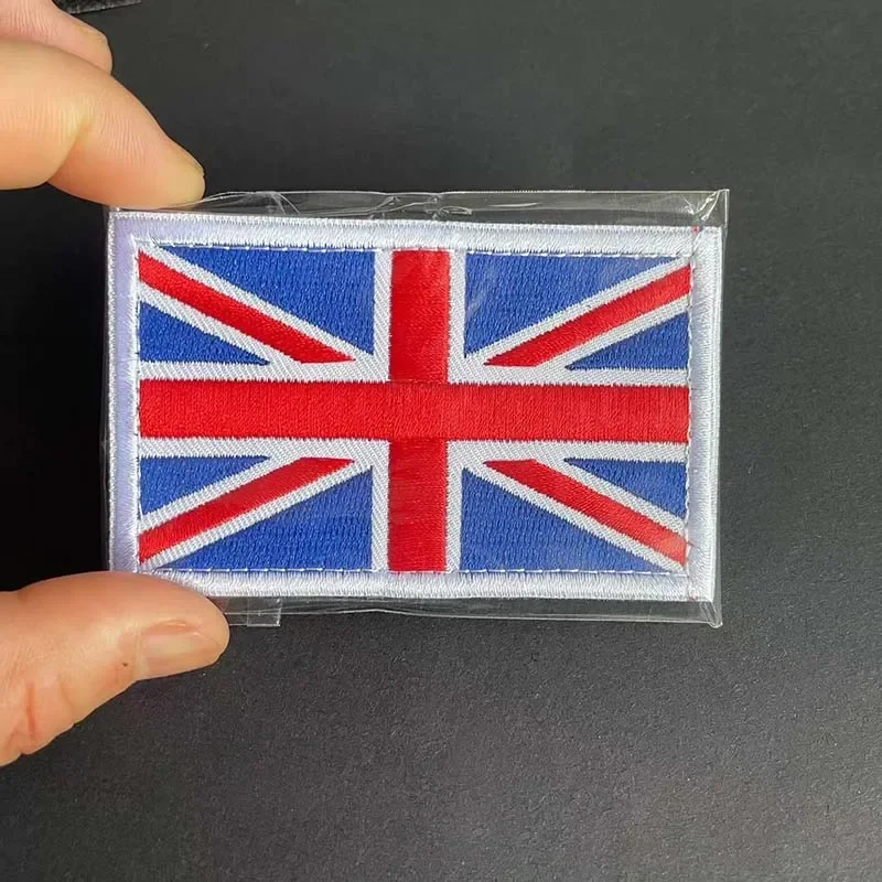 8*5CM English Flags Tactical Backpack Stickers Military Clothes Badge,England Scotland Flag Embroidery Hook and Loop Patches