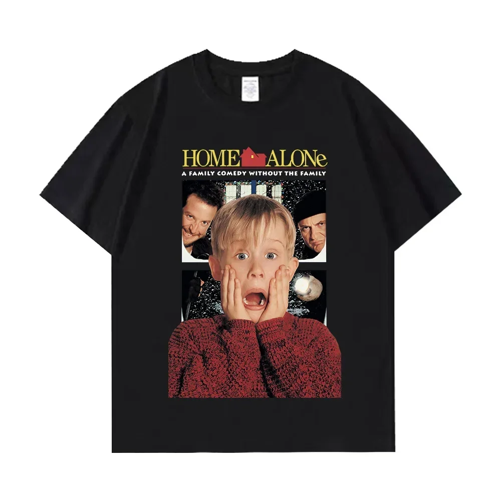 Christmas Movie Home Alone Woman Graphic T-shirt Kevin Tshirt High Quality Cotton Loose Tees Tops Vintage Washed Men T Shirt