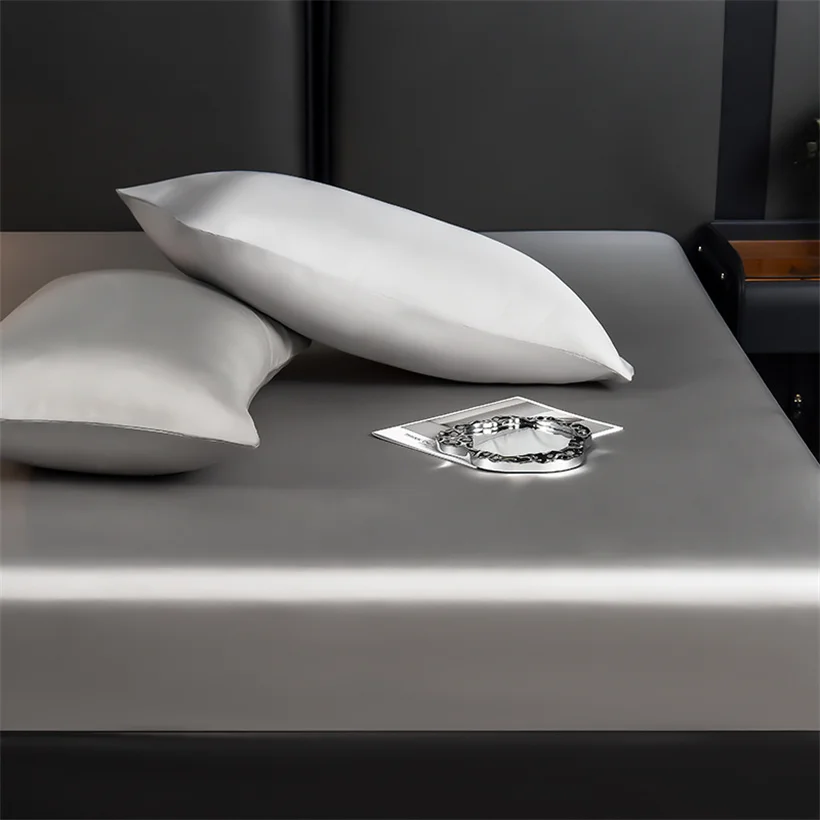 Luxury Mulberry Silk Fitted Sheet 100% Natural Silk Mattress Cover Cozy Smooth Bed Sheet for Queen King Size Customized Size