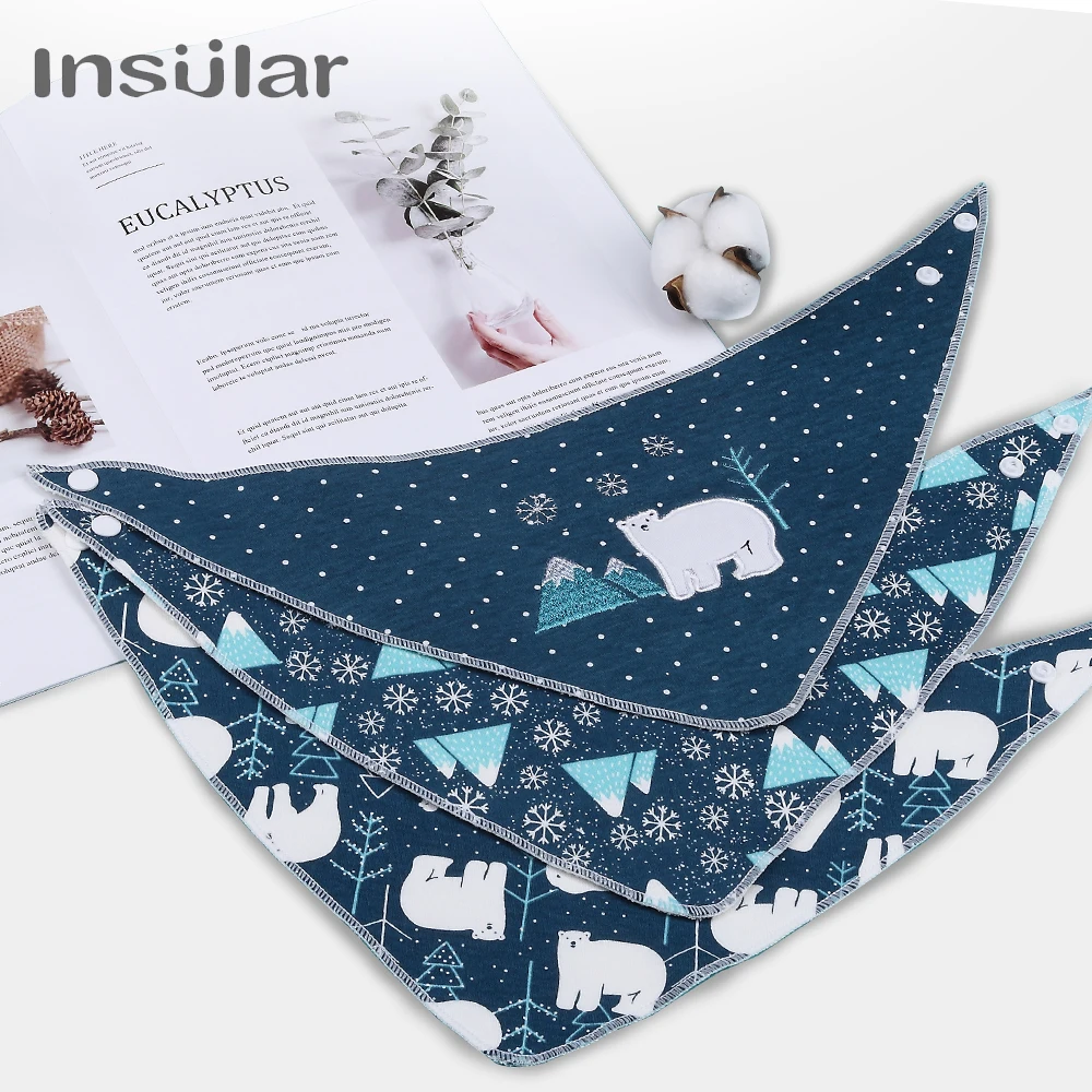 INSULAR Newly Baby Bibs 3pcs Baby Bandana Bib Cotton Babadores Infant Towel For Boys And Girls Baby Clothing Infant Accessories