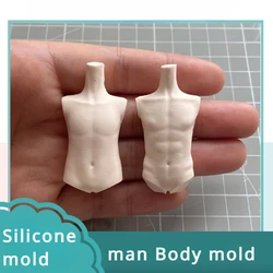 Polymer Clay Doll 4 Head Body Q Version Man Full Body Silicone Mold DIY Ultra Light Clay Animation Character Body Making Mold