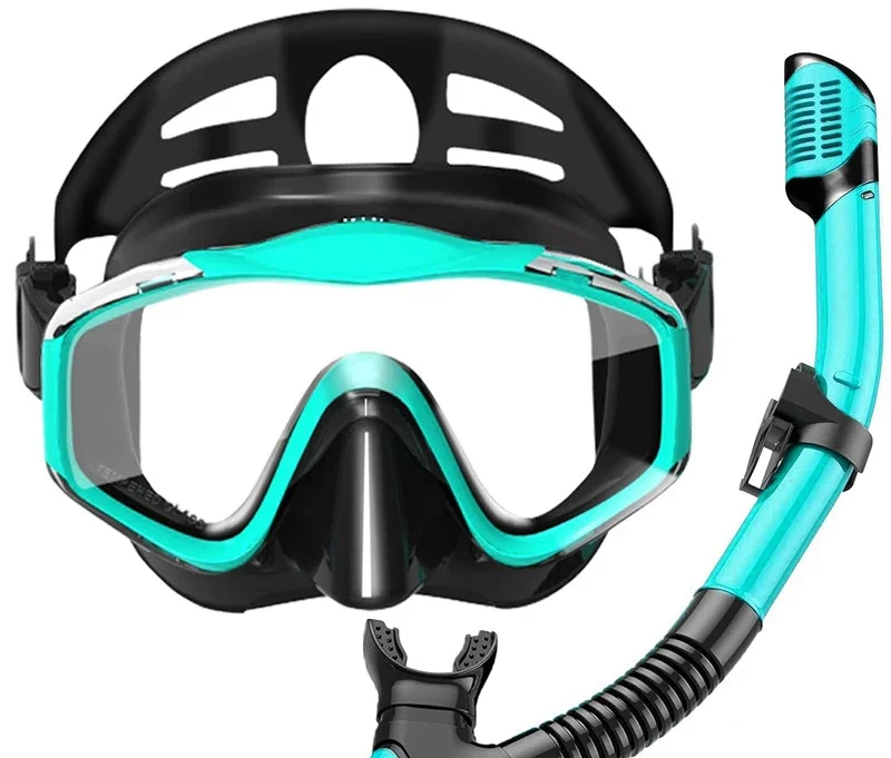 Snorkeling Sanbao Snorkeling Set Snorkeling Mask Tempered Glass Mask Anti-fog diving goggles Full dry breathing tube