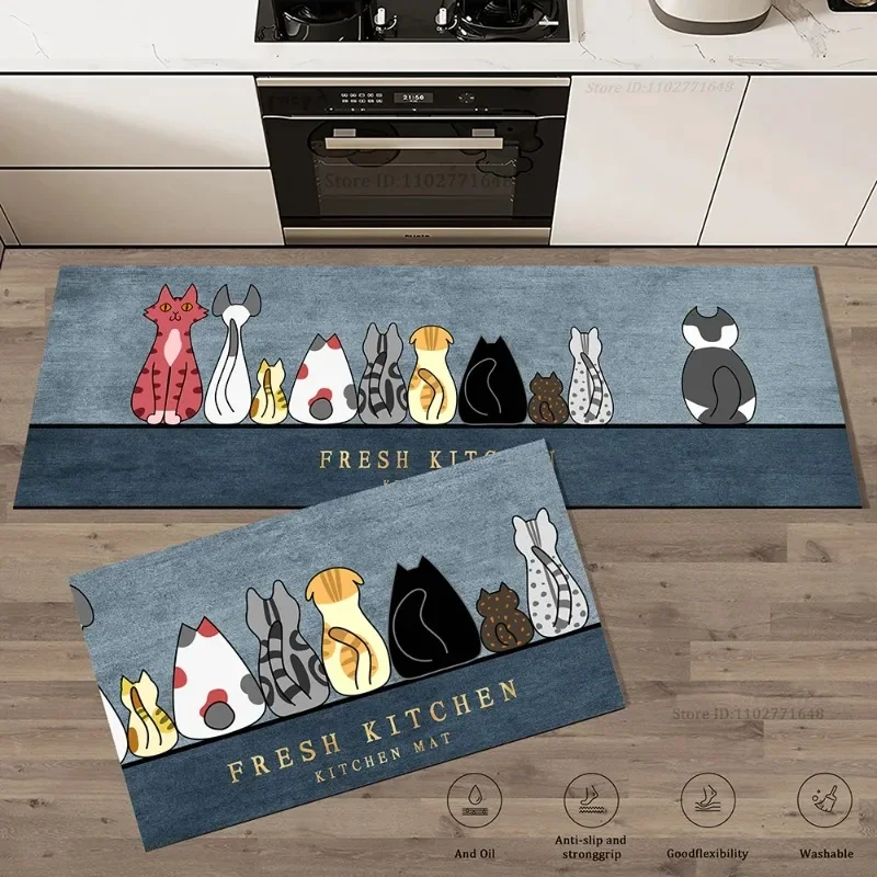 Katze Küche Ecke Lange Boden Matte Saugfähigen Nicht-slip Vinyl Teppich Qualität Waschbar Schlafzimmer Flur Ecke Badezimmer Fußmatte Teppich