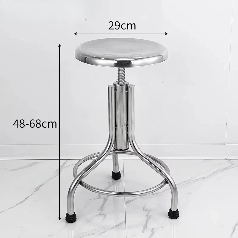 Stainless Steel Pneumatic Lift Stool Round Adjustable Height Chair Heavy Duty Laboratory Bar Stool Medical Seat