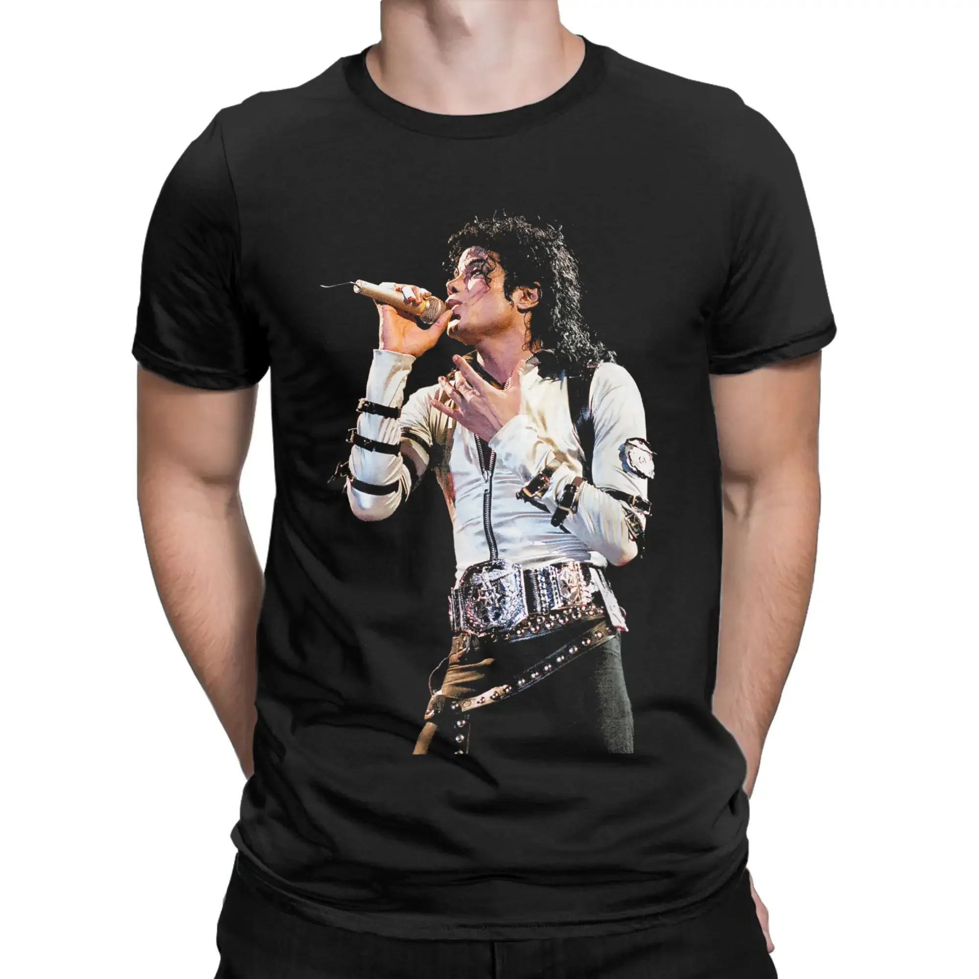 Mens T-Shirt Michael Jackson Singing Live Bad World Tour 1988 T-Shirts Fashion Summer Tee Shirt Y2K Cotton Clothes Plus Size