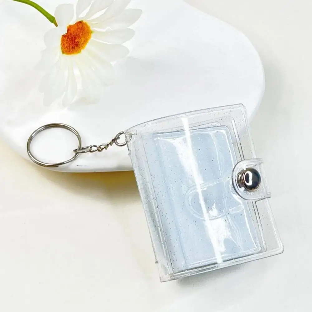 Storage Book Mini Photo Album Keychain with Snap Button Design Portable 16-24 Photo Capacity Compact Miniature Picture Album