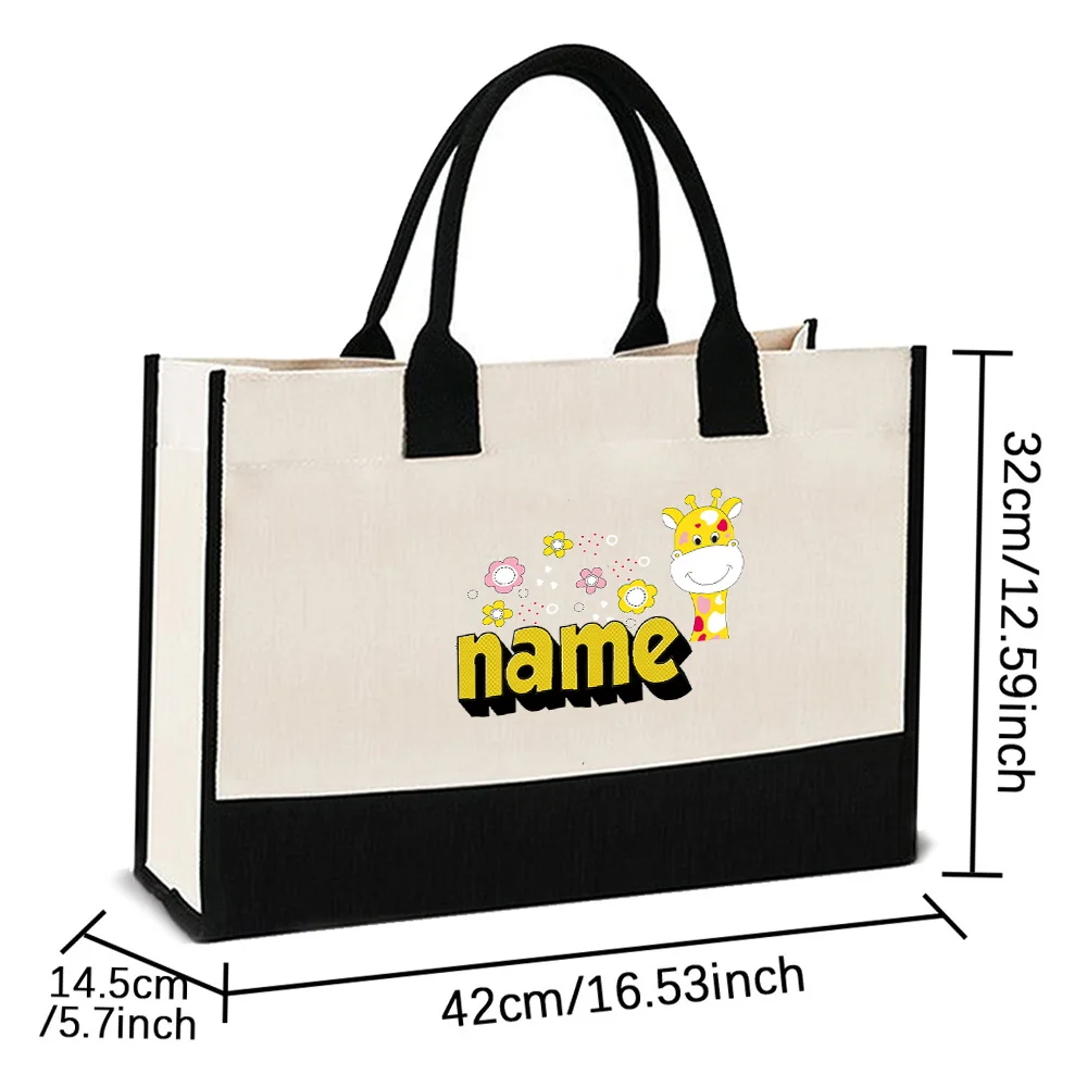 Customized Name Handbag Jute Bag Large Capacity Shopping Bag Environmentally Friendly Portable Storage Bag Customized Product