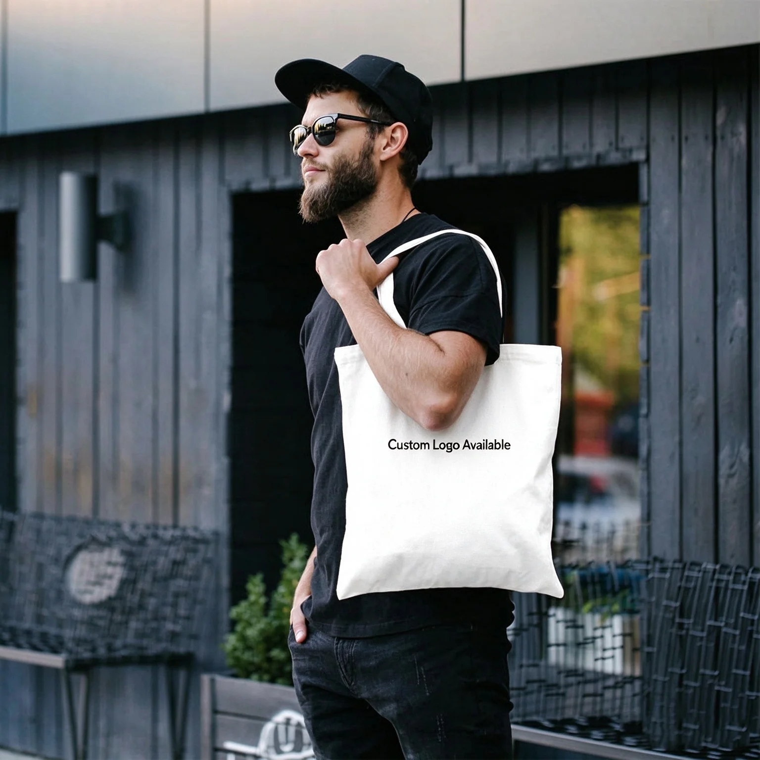 Personalized Custom Photo Canvas Tote Bag 34*39cm, Single Sided Printing Custom Logo Image Reusable Shopping Bag, DIY Custom Pat