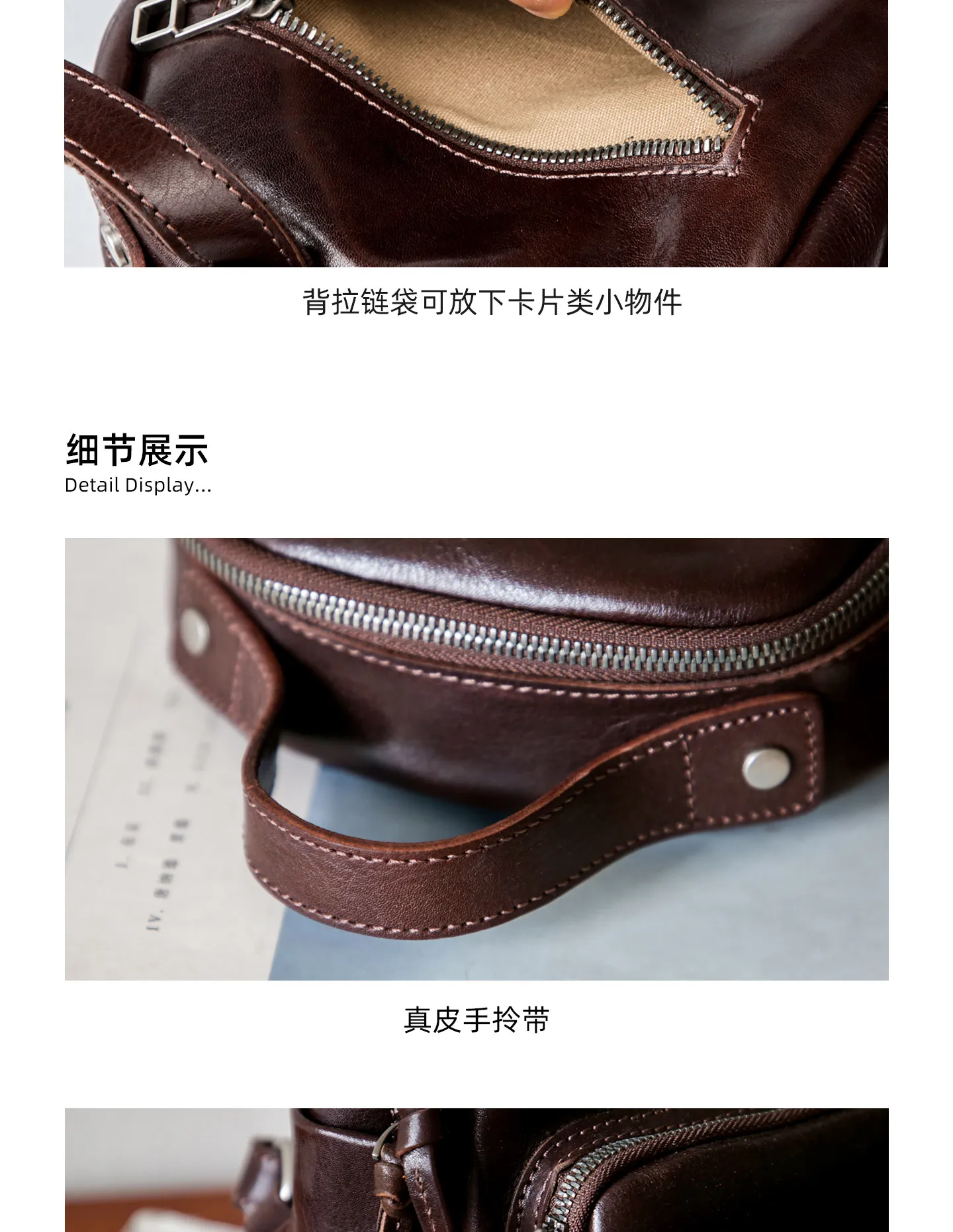 PNDME einfacher Vintage-Rucksack aus hochwertigem Echtleder für Damen, luxuriöser Wochenend-Reiserucksack, handgefertigte kleine Schultaschen aus Rindsleder. – Detail 4