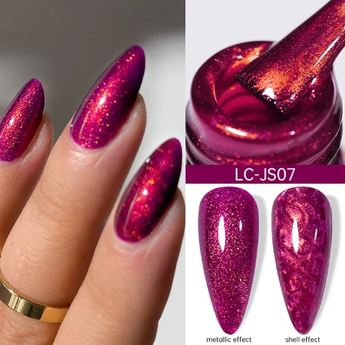 Imagen 2 del producto LILYCUTE 7ml esmalte de uñas de Gel metálico efecto cromo rojo remojo barniz de Gel UV semipermanente arte de uñas Base de manicura capa superior