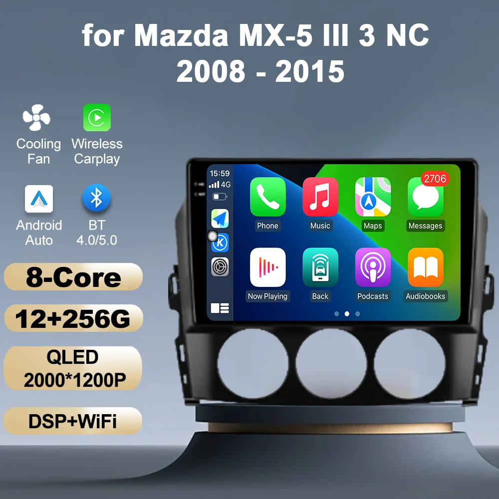 

for Mazda MX-5 III 3 NC 2008 - 2015 Car Radio Video Mulltmedia Player GPS Navi Android OS WiFi 4G DSP Stereo Bluetooth Head Unit
