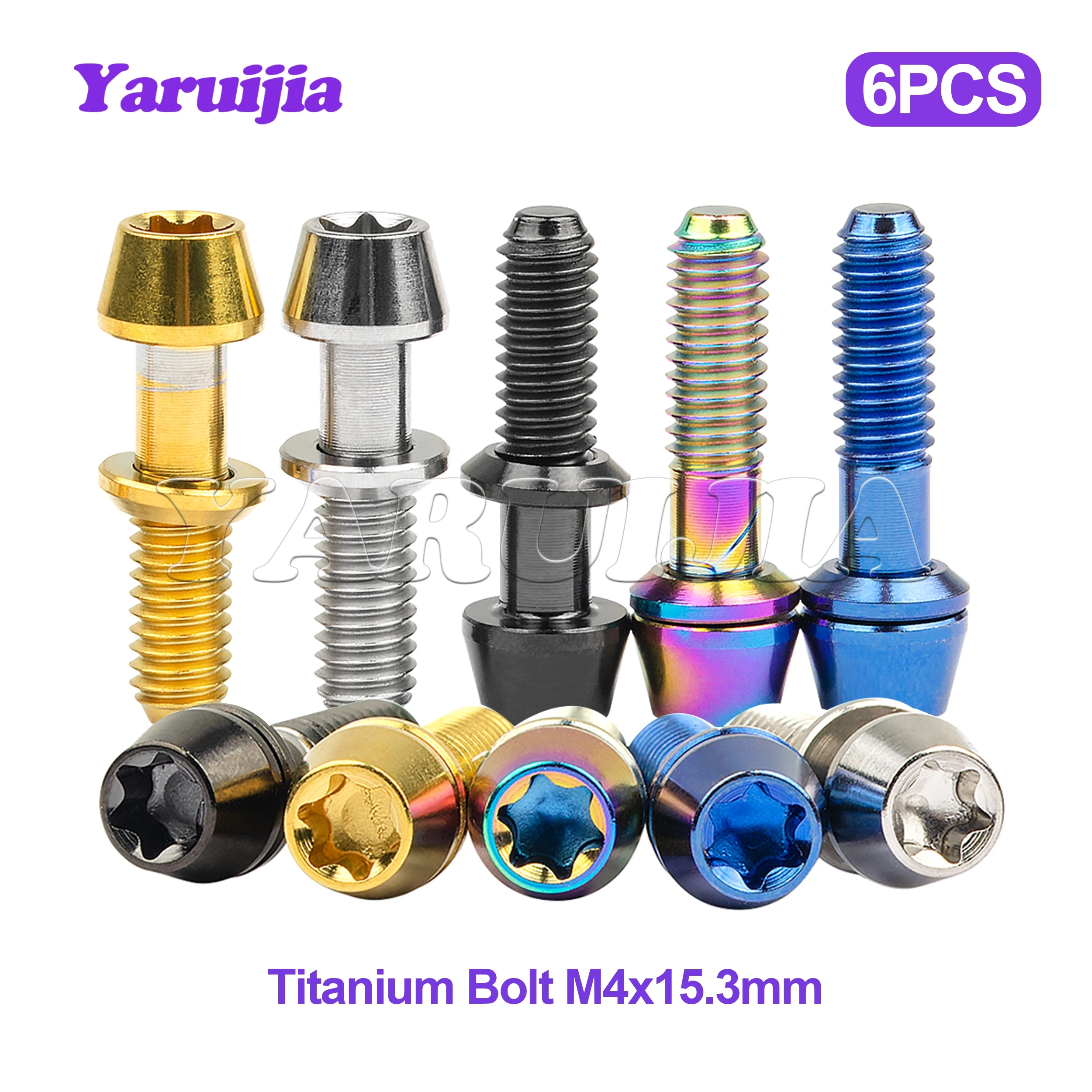 

Yaruijia Titanium Bolt M4x15.3mm Torx Taper Screw with Washers for Ritchey C260 Bicycle Stem 6pcs