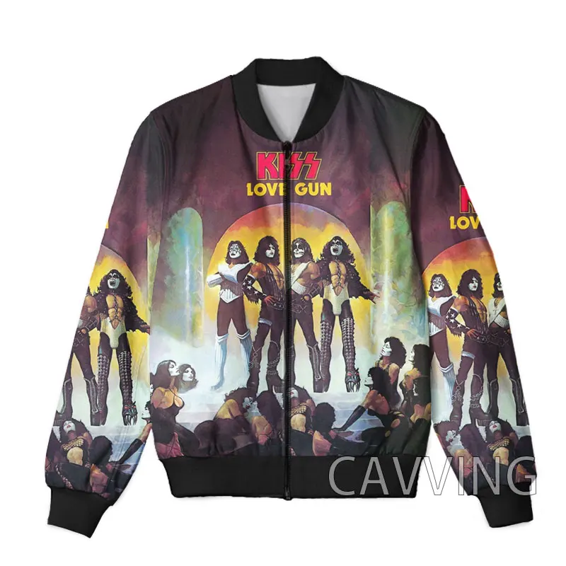 New Fashion Women/Men's 3D Print KISS Rock Band Zipper Bomber